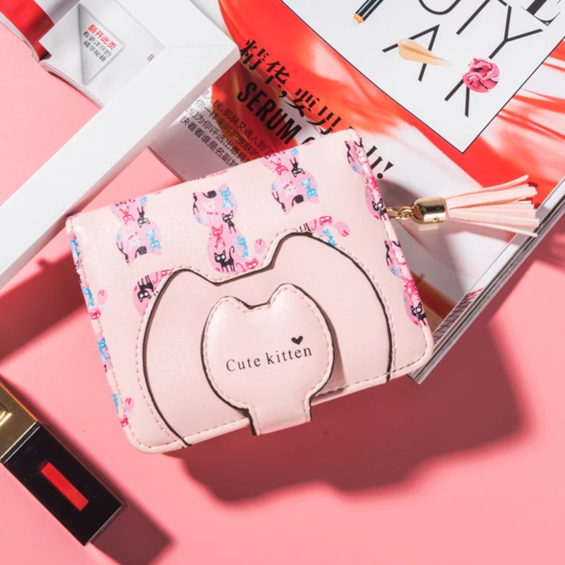 Women Mini Wallet Tassel Cartoon Cat Purse For Ladies Printing PU Leather Designed Coin Bags Female Card Holder Cute Girl Wallet
Women Mini Wallet Tassel Cartoon Cat Purse For Ladies Printing PU Leather Designed Coin Bags Female Card Holder Cute Girl Wallet