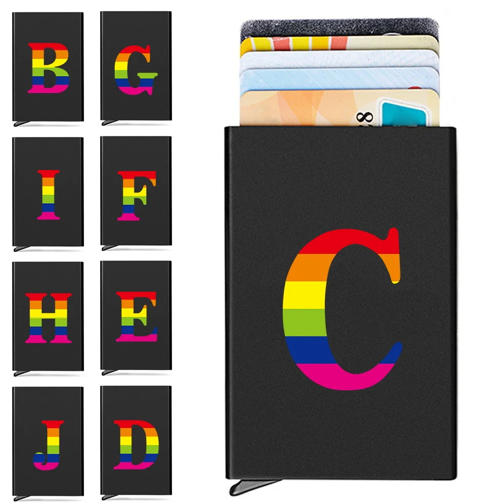 Men Credit Thin Aluminium Metal Card Holder Rainbow Letter Print ID Anti-theft Wallets Portable Pocket Case Credit Card Box 2023
Men Credit Thin Aluminium Metal Card Holder Rainbow Letter Print ID Anti-theft Wallets Portable Pocket Case Credit Card Box 2023