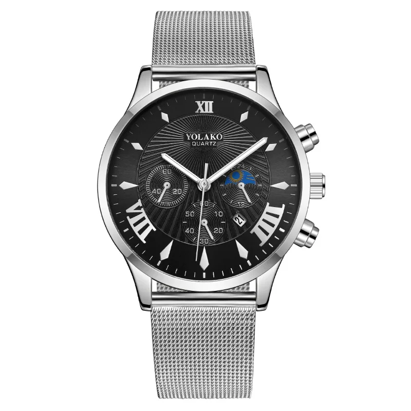 Luxury Wrist Watch For Men Business three-eye Silver Alloy Milan Mesh Rome Calendar Digital Quartz Wristwatches For Men Relogios
Luxury Wrist Watch For Men Business three-eye Silver Alloy Milan Mesh Rome Calendar Digital Quartz Wristwatches For Men Relogios