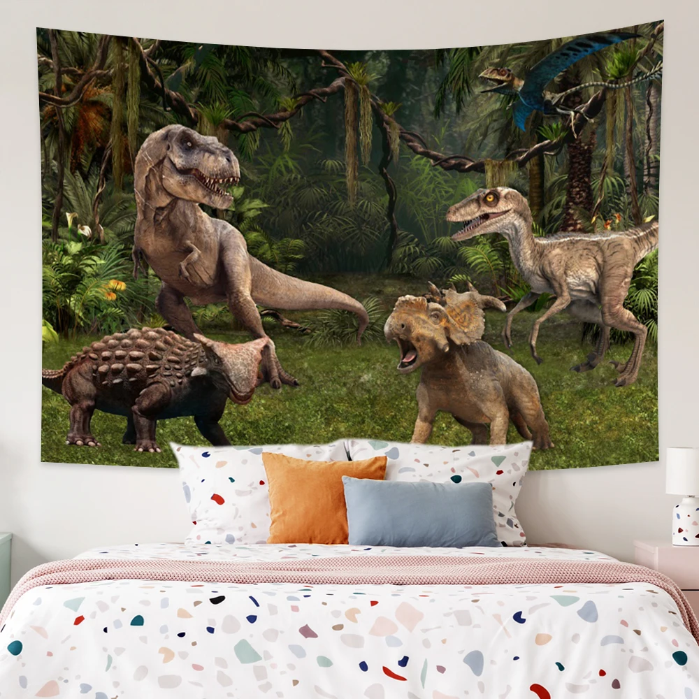 

Dinosaur Tapestry Wall Hanging Wild Anicient Animals Wall Tapestry Tropical Jurassic Nature Wall Decor for Children Bedroom