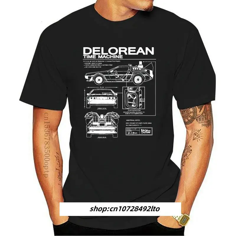 

New Back To The Future Delorean Schematic T Shirt Navy Cool Casual Pride T Shirt Men Unisex 2021 Fashion Tshirt Loose Size 01119