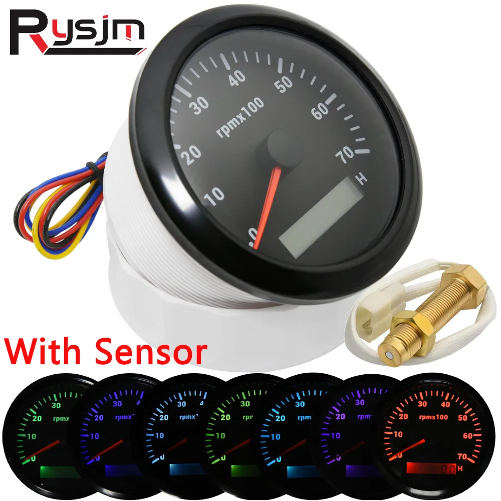 HD 85mm Marine Boat Tachometer With Hour Meter 0~7000 RPM Waterproof RPM Gauge With M16 M18 Sensor 7 Color Backlight 9-32V
HD 85mm Marine Boat Tachometer With Hour Meter 0~7000 RPM Waterproof RPM Gauge With M16 M18 Sensor 7 Color Backlight 9-32V