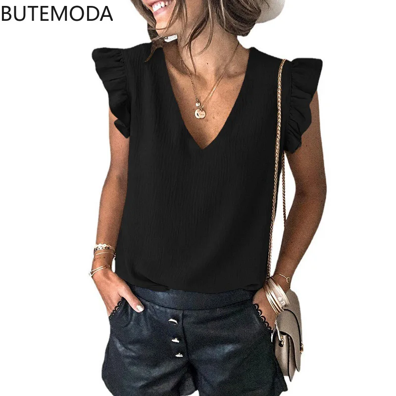Butemoda Summer Fashion Sleeveless Tops for Women Chic Solid Color Sexy Deep V-neck Shirts for Women Mujer Camisetas
Butemoda Summer Fashion Sleeveless Tops for Women Chic Solid Color Sexy Deep V-neck Shirts for Women Mujer Camisetas
