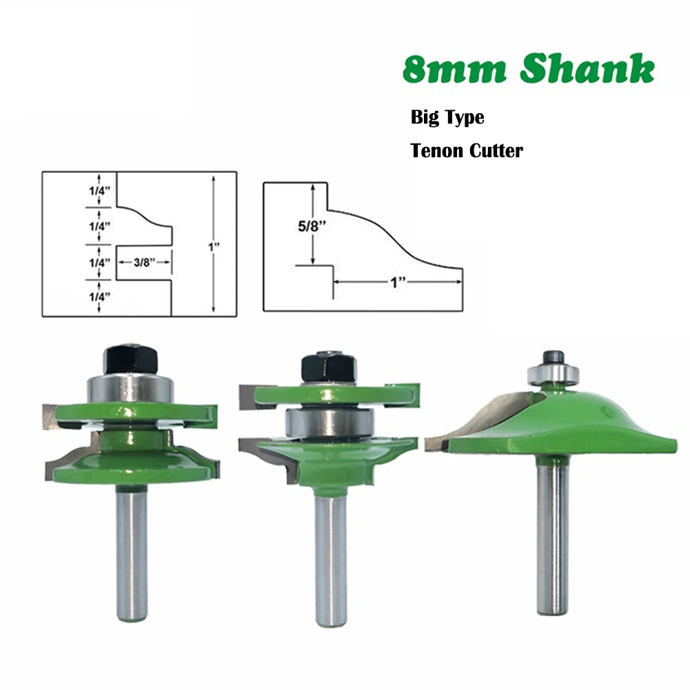 3pcs 8mm 45# Steel Shank Router Bit Set Professional Tenon Cutter Trimming Power Tool For Woodworking Cutting Polishing
3pcs 8mm 45# Steel Shank Router Bit Set Professional Tenon Cutter Trimming Power Tool For Woodworking Cutting Polishing