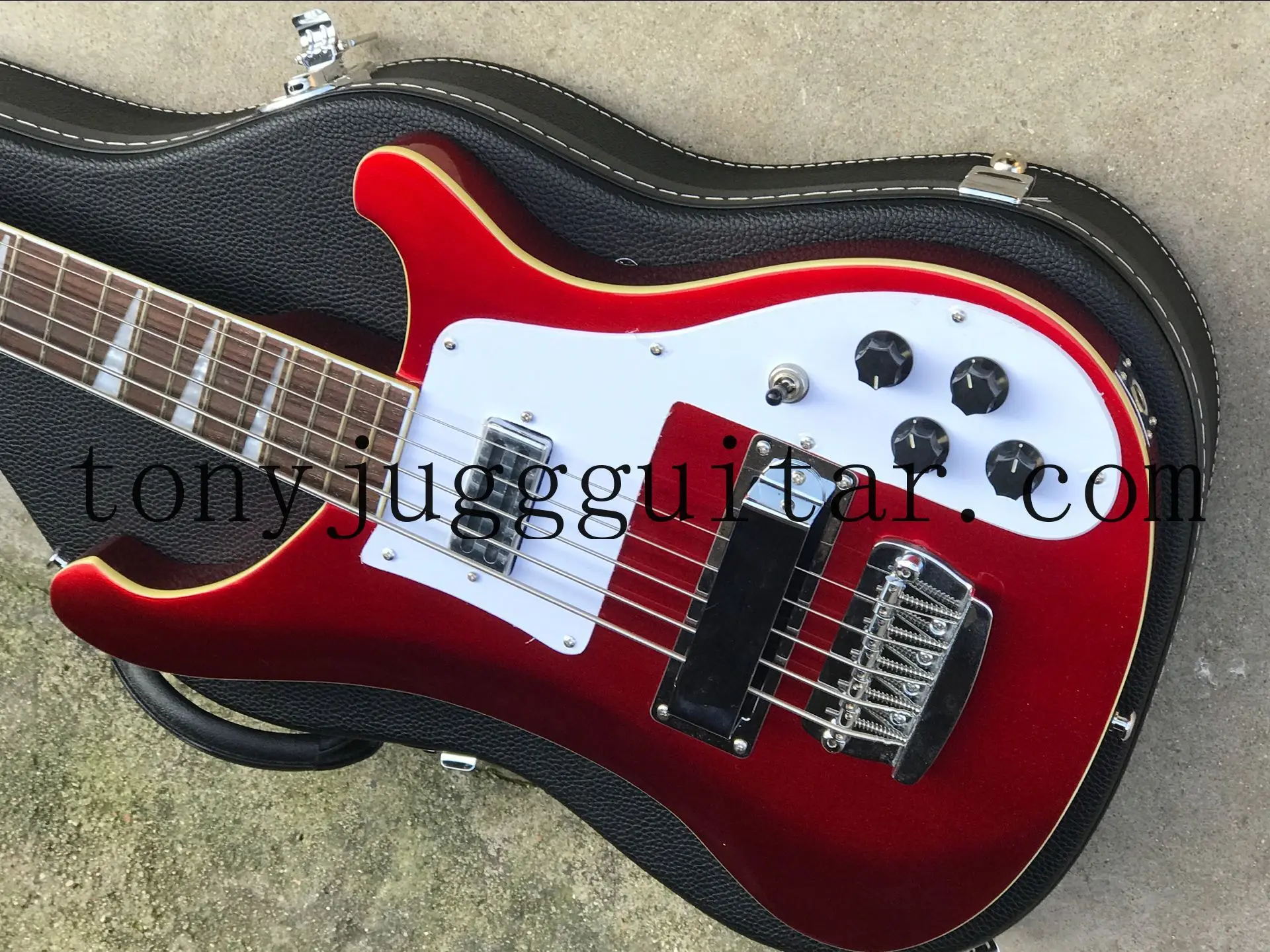 

5 Strings 4003 Fire glo Metallic Red Electric Bass Guitar Chrome Hardware, White Pearloid Triangle Fingerboard Inlay