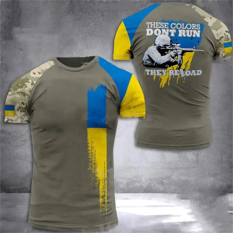

Ukrainian Army Soldiers T-Shirt National Veterans 3D Flag Printed T-Shirt Summer Round Neck Men's And Women's Casual Top 6XL