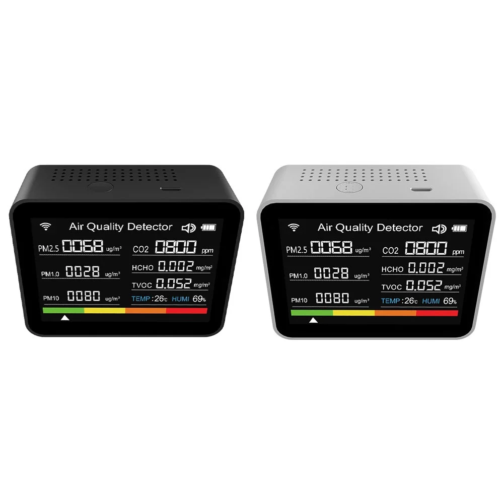 13 In 1 Air Quality Monitor CO2 Meter Temperature Humidity Tester TVOC PM2.5 Thermometer Hygrometer Display Screen Gas Detecor
13 In 1 Air Quality Monitor CO2 Meter Temperature Humidity Tester TVOC PM2.5 Thermometer Hygrometer Display Screen Gas Detecor