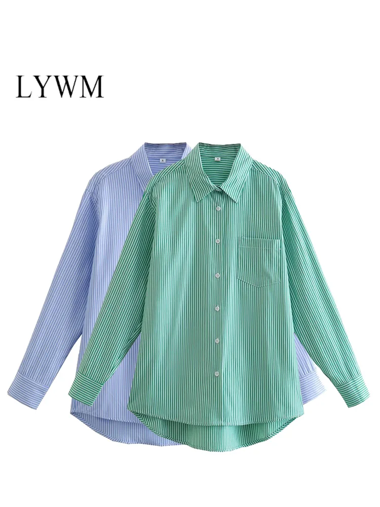 LYWM Women Fashion With Stripes Blouses Vintage Long Sleeve Single Breasted Female Chic Lady Casual Shirts Tops
LYWM Women Fashion With Stripes Blouses Vintage Long Sleeve Single Breasted Female Chic Lady Casual Shirts Tops