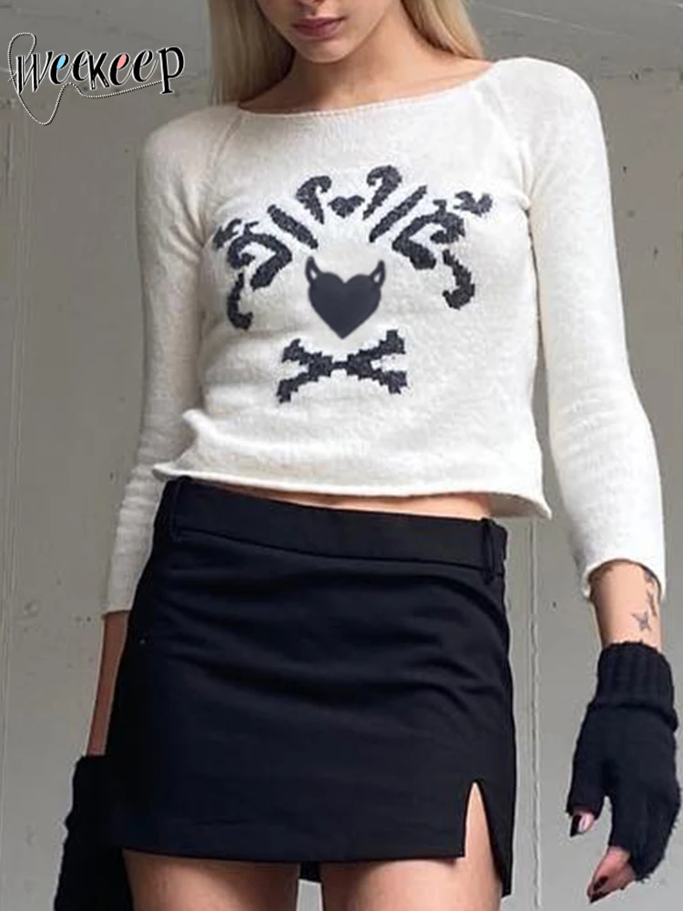 Weekeep Vintage Print Sweater Women Casual Cropped Jumper Pullovers y2k Aesthetic Streetwear Korean Harajuku 90s Knitwear Ladies
Weekeep Vintage Print Sweater Women Casual Cropped Jumper Pullovers y2k Aesthetic Streetwear Korean Harajuku 90s Knitwear Ladies