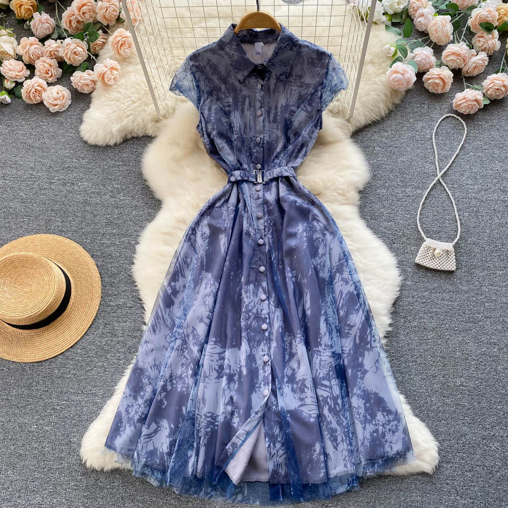 Palace style small high-end design sense of celebrities, mesh slim fit, sleeveless temperament Women Dresses
Palace style small high-end design sense of celebrities, mesh slim fit, sleeveless temperament Women Dresses
