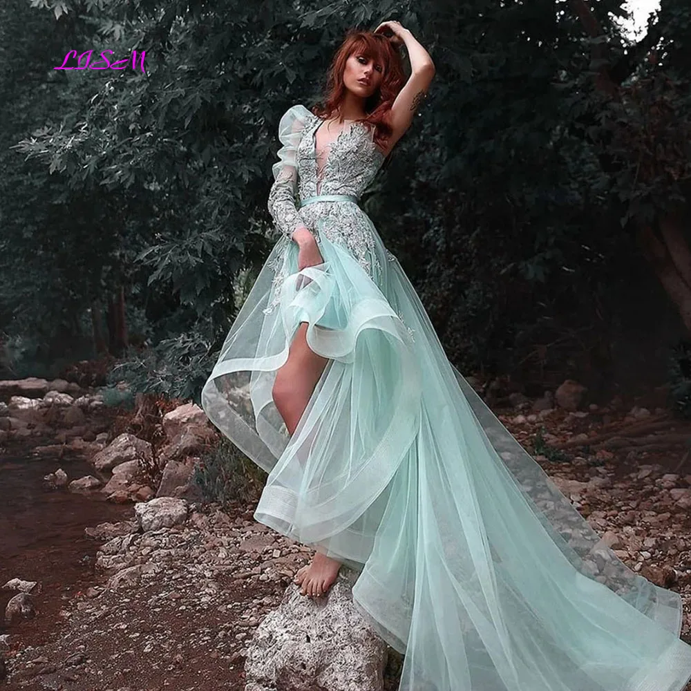 Exquisite Lace Appliques Tulle Prom Dress Long Sleeves A-Line V-Neck Evening Dresses Formal Party Gowns Vestido De Noive
Exquisite Lace Appliques Tulle Prom Dress Long Sleeves A-Line V-Neck Evening Dresses Formal Party Gowns Vestido De Noive