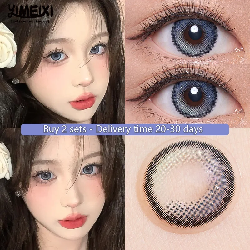 

Корейские цветные контактные линзы YIMEIXI 2 шт. с диоптриями голубые линзы для близорукости Звездные небесно-голубые линзы для глаз Быстрая доставка