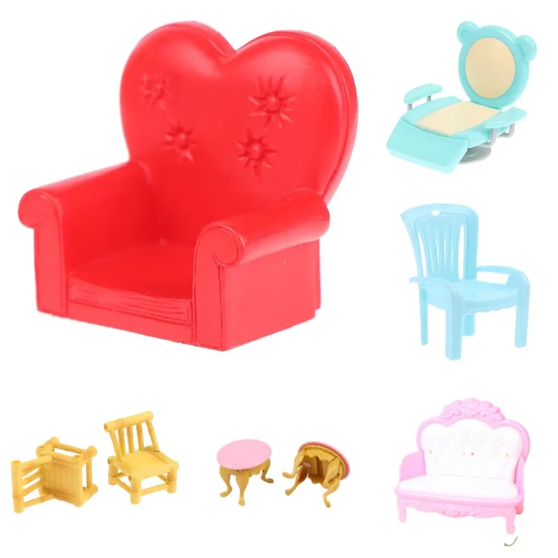 

1:12 Dollhouse Mini Sofa Chair Miniature Sofa Stool Chair Rocking Chair Model Doll Living Room DIY Miniature Scenery