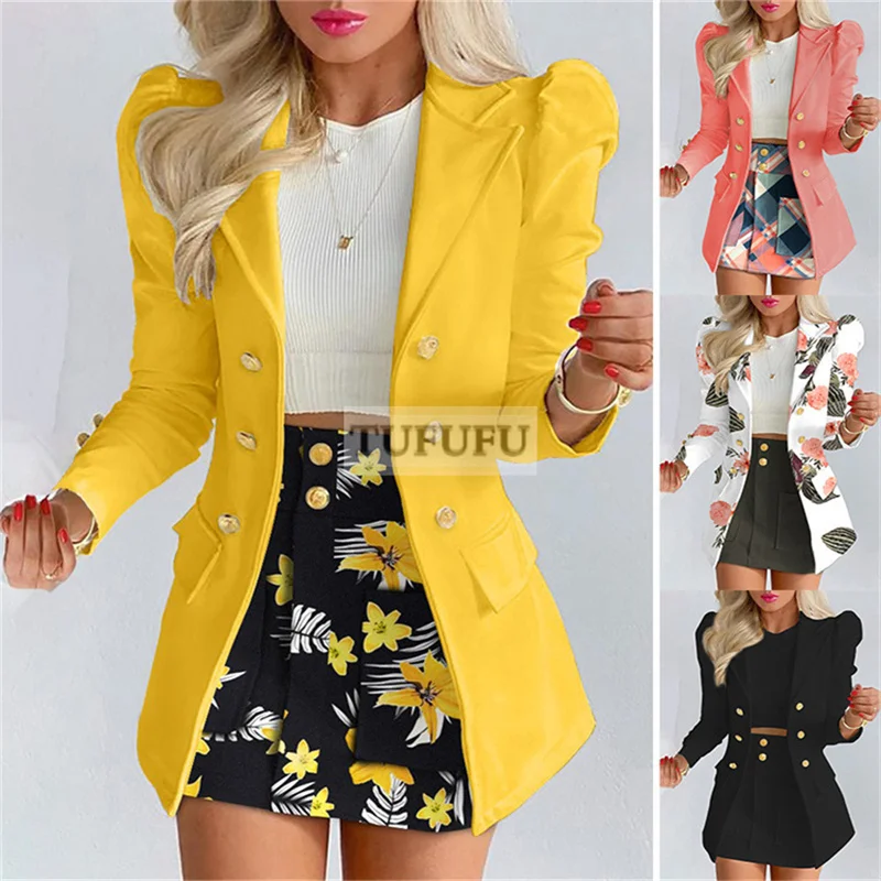 2022 Early Spring Suit Long Sleeve Solid Color Jacket with Mini Skirt Two-piece Suit Tailleur Femme Blazer and Skirt Set
2022 Early Spring Suit Long Sleeve Solid Color Jacket with Mini Skirt Two-piece Suit Tailleur Femme Blazer and Skirt Set