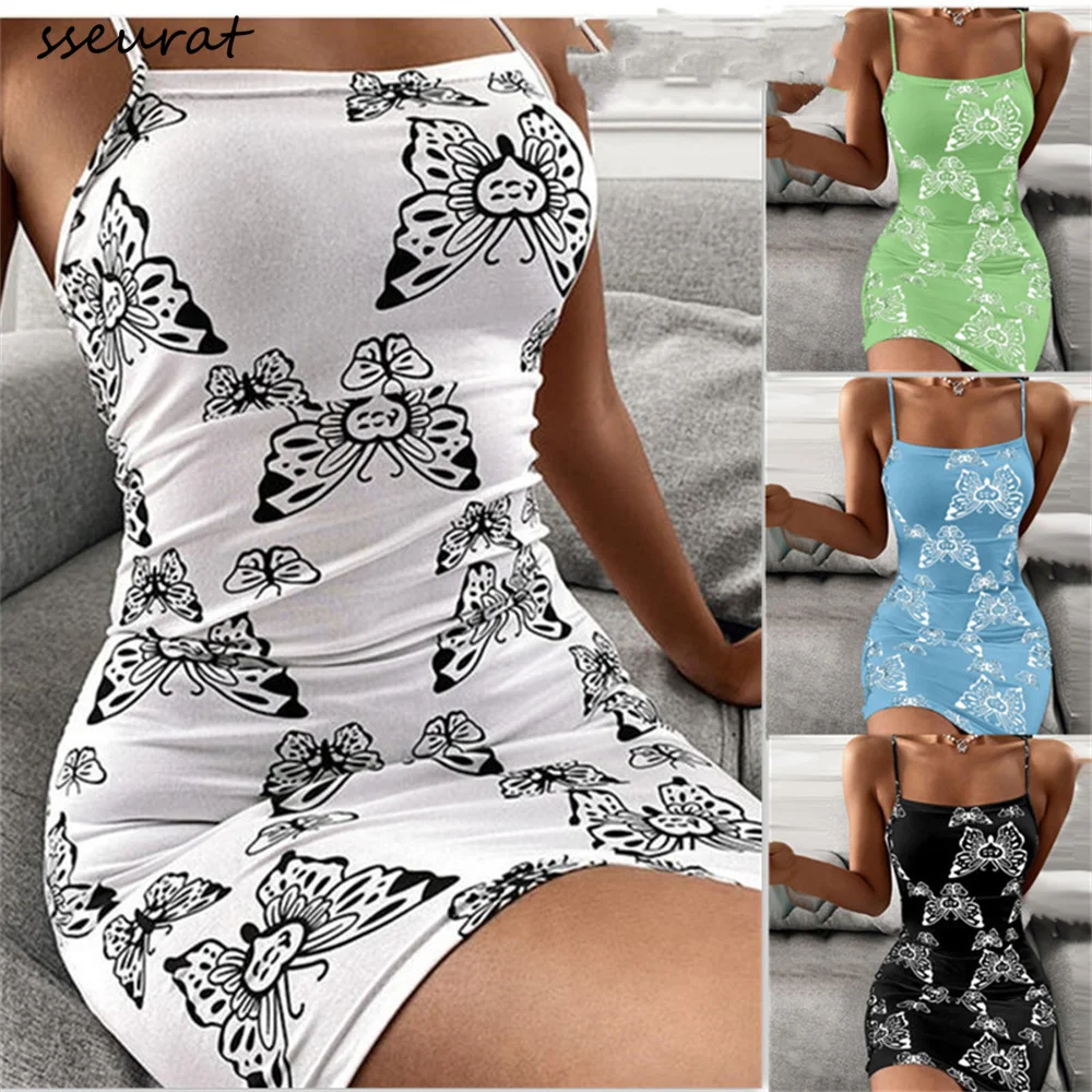 SSEURAT 2022 Fashion Women's Summer New Style Suspender Butterfly Printed Dress Sexy Sleeveless Tight-fitting Mini Skirt
SSEURAT 2022 Fashion Women's Summer New Style Suspender Butterfly Printed Dress Sexy Sleeveless Tight-fitting Mini Skirt