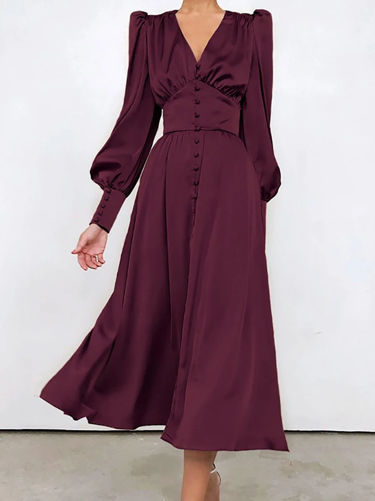 Taruxy Elegant Ladies Party Dress Women Puff Sleeve V-Neck Long Dress 2022 Summer Buttons Sexy Maxi Vestidos Evening Vestidos
Taruxy Elegant Ladies Party Dress Women Puff Sleeve V-Neck Long Dress 2022 Summer Buttons Sexy Maxi Vestidos Evening Vestidos