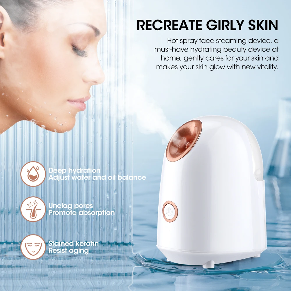 

New 140ML Hot Spray Face Steamer Facial Humidifier Moisturizer Atomizing Steaming Device Face SPA Nano Mist Sprayer Skin Care