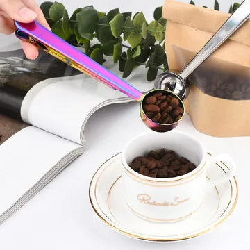 Two-in-one Multifunction Coffee Spoon Stainless Steel Kitchen Supplies Scoop With Bag Seal Clip Coffee Measuring Spoon 5Pcs 
Two-in-one Multifunction Coffee Spoon Stainless Steel Kitchen Supplies Scoop With Bag Seal Clip Coffee Measuring Spoon 5Pcs