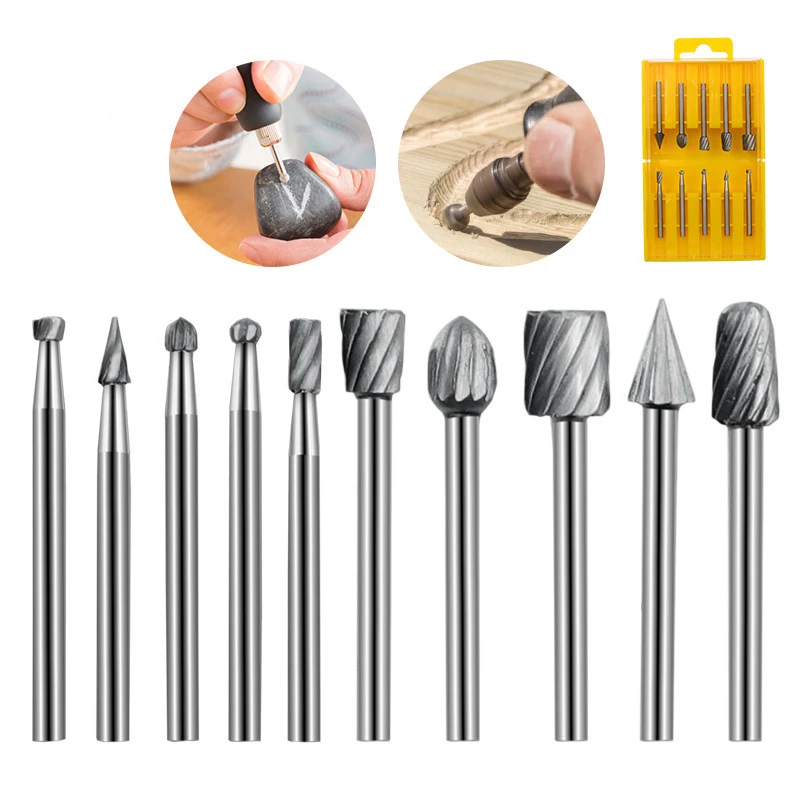 10pcs High Speed Wood Working Drill Bits Rotary Files Mini Round HSS Burr Set Wood Carving Rasp for Dremel Shank Burs Tools
10pcs High Speed Wood Working Drill Bits Rotary Files Mini Round HSS Burr Set Wood Carving Rasp for Dremel Shank Burs Tools