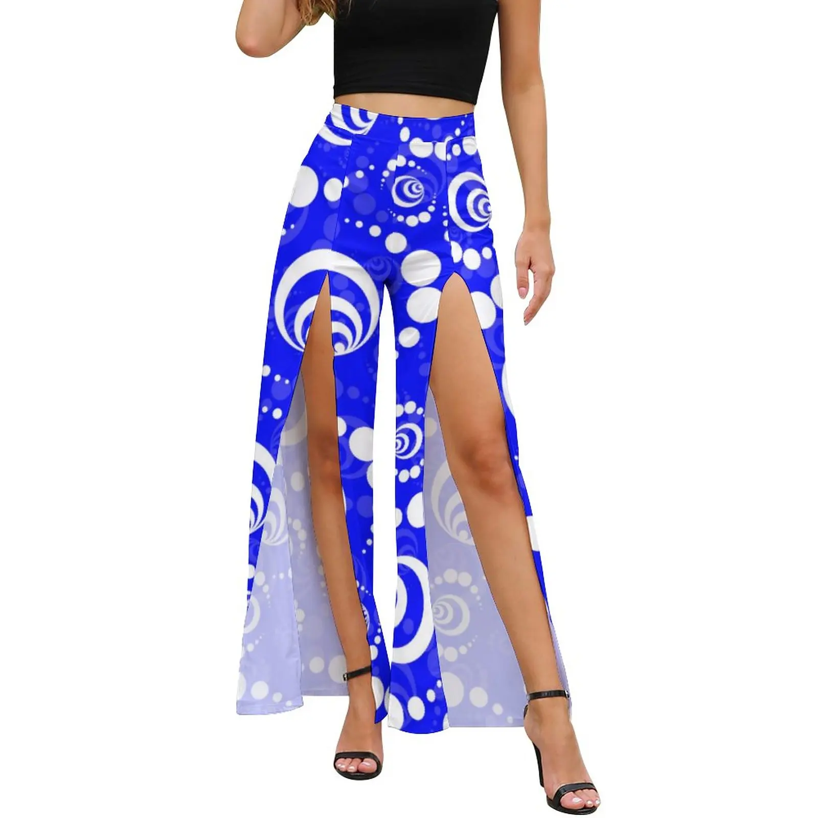 Circle Blue White Pants Female Modern Retro Art Street Style Pattern Trousers High Waist Casual Wide Leg Pants Birthday Present
Circle Blue White Pants Female Modern Retro Art Street Style Pattern Trousers High Waist Casual Wide Leg Pants Birthday Present
