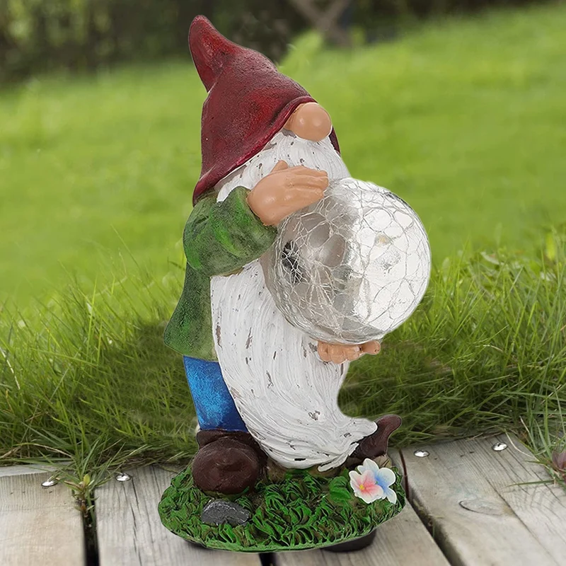 Resin Garden Figurine Gnome Carrying Crystal Ball With Solar LED Lights, Festive, Outdoor Decor For Patio Yard Lawn
Resin Garden Figurine Gnome Carrying Crystal Ball With Solar LED Lights, Festive, Outdoor Decor For Patio Yard Lawn
