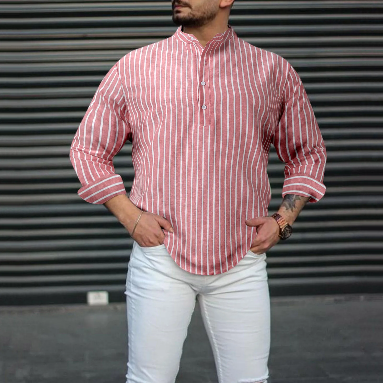 White Long Sleeve Men Male Cotton Linen Stripe Casual Loose Shirt Mens Stand Collar Long Sleeve Athletic Compression
White Long Sleeve Men Male Cotton Linen Stripe Casual Loose Shirt Mens Stand Collar Long Sleeve Athletic Compression