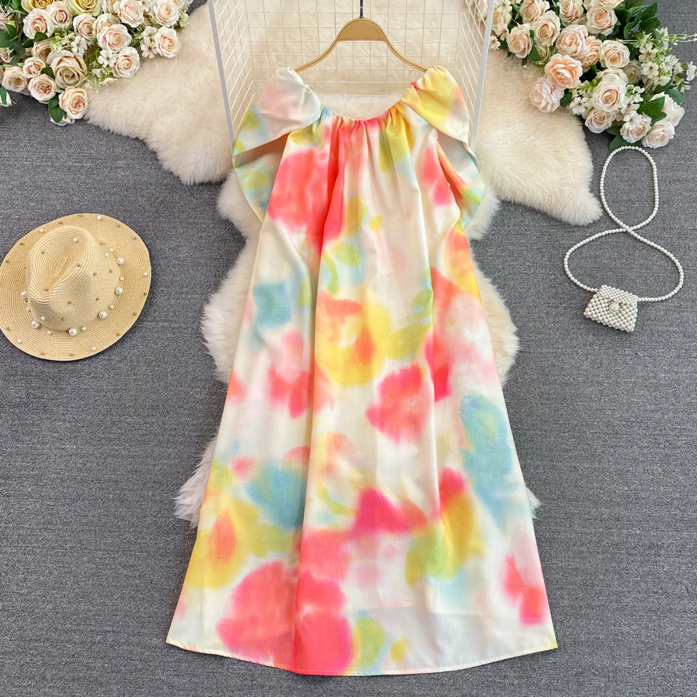 Платье-миди женское с вырезом лодочкой, открытыми плечами и принтом 
Платье-миди женское с вырезом лодочкой, открытыми плечами и принтом