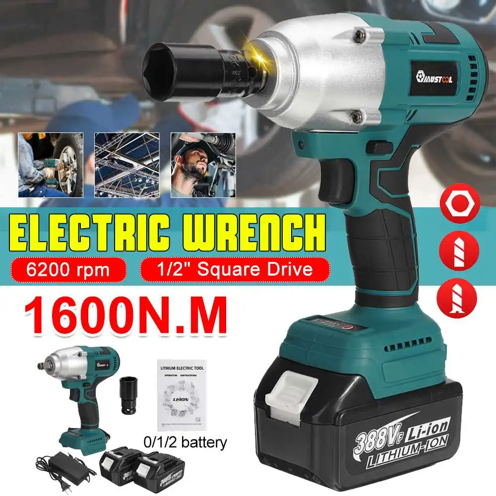 1600N.M Torque Brushless Electric Impact Wrench 1/2 Socket Cordless Wrench Screwdriver Power Tools for Makita 18V Battery
1600N.M Torque Brushless Electric Impact Wrench 1/2 Socket Cordless Wrench Screwdriver Power Tools for Makita 18V Battery