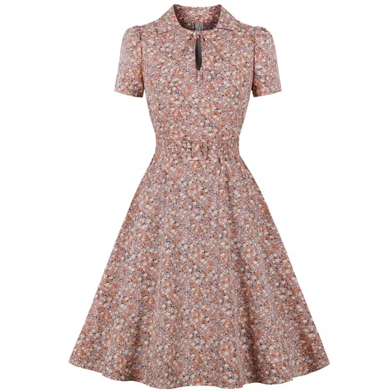 Women Summer Vintage Swing Dress Slim Short Sleeve Flower Print High Waist Elegant Office Lady Party Midi Sundress Robe Dresses
Women Summer Vintage Swing Dress Slim Short Sleeve Flower Print High Waist Elegant Office Lady Party Midi Sundress Robe Dresses