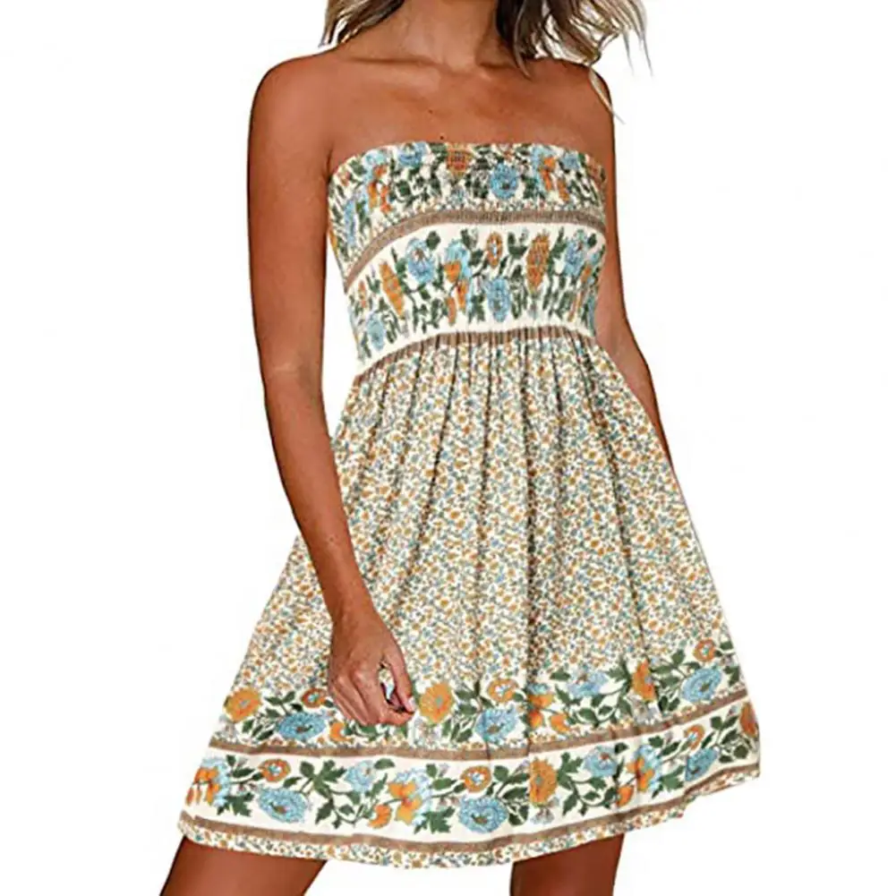 Popular Beach Dress Waist Tight Skin-touch Casual Dress Retro Flower Pattern Chest Wrap Dress
Popular Beach Dress Waist Tight Skin-touch Casual Dress Retro Flower Pattern Chest Wrap Dress
