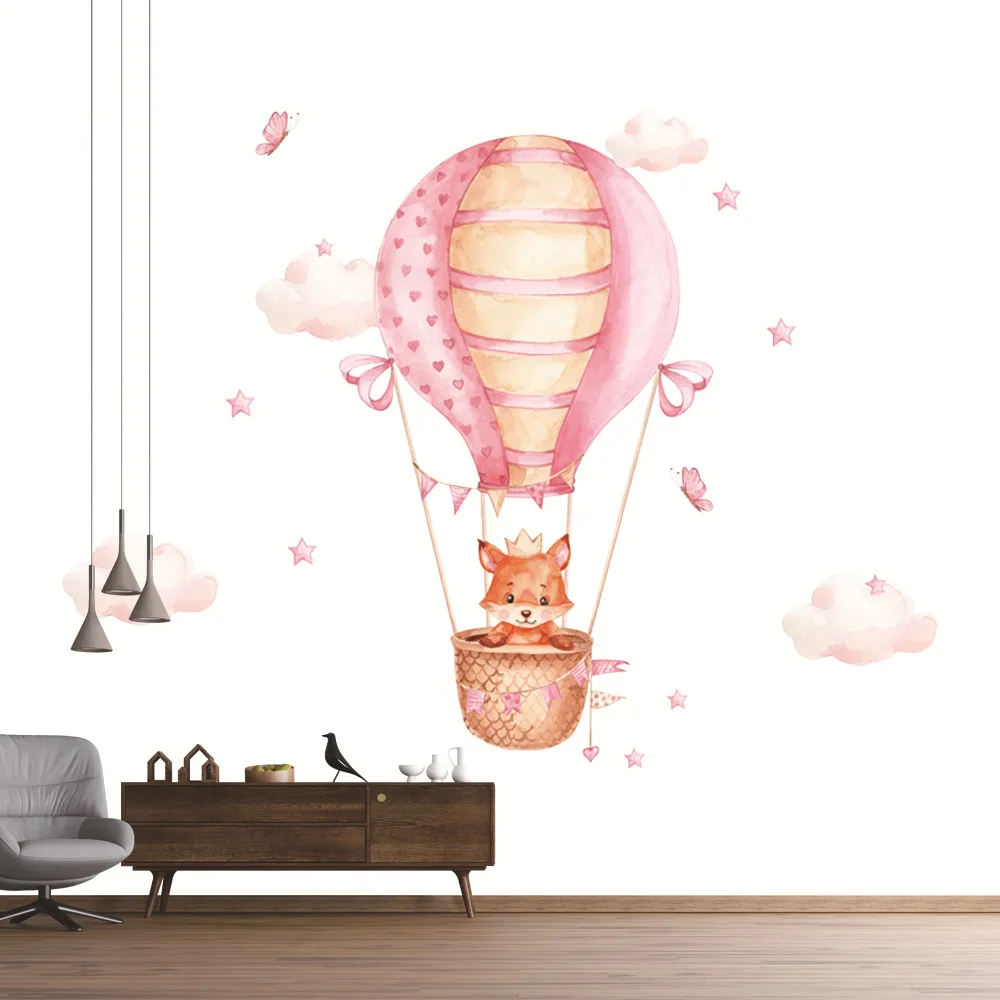 Cute Fox Sit In Hot Air Balloon Wall Stickers Cloud Decals Kindergarten Decoration Stickers Kids Room Removable PVC Stickers
Cute Fox Sit In Hot Air Balloon Wall Stickers Cloud Decals Kindergarten Decoration Stickers Kids Room Removable PVC Stickers