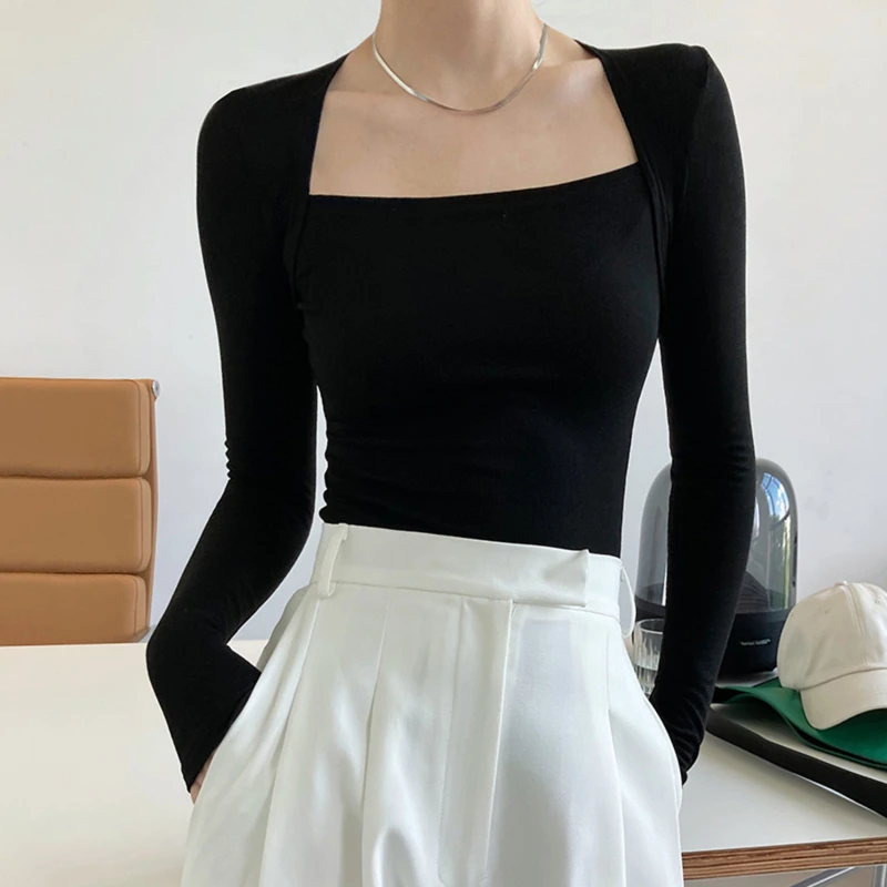 French Gentle Long-Sleeved Square-Neck T-shirt Women's Slim Fake Two-Piece Top Autumn Solid Color Bottoming Shirt
French Gentle Long-Sleeved Square-Neck T-shirt Women's Slim Fake Two-Piece Top Autumn Solid Color Bottoming Shirt