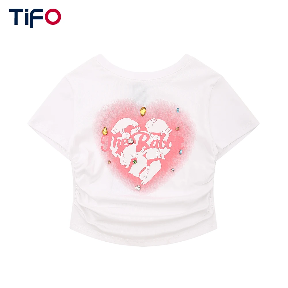 Dopamine Heart Rabbit Print Crop Tops Women Summer Pleated Slim Rhinestone Short Sleeve T-shirt
Dopamine Heart Rabbit Print Crop Tops Women Summer Pleated Slim Rhinestone Short Sleeve T-shirt