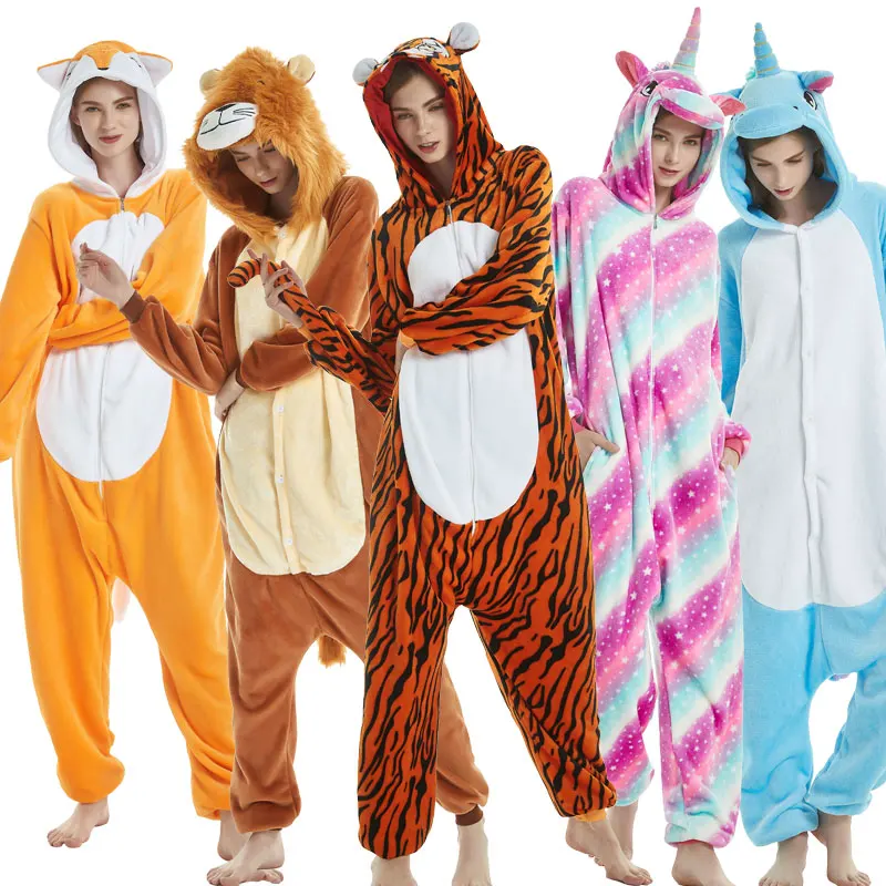 

New Animal Unicorn Pajamas Adults Winter Sleepwear Kigurumi Tiger Panda Unicornio Pyjamas Women Onesie Anime Costumes Jumpsuit