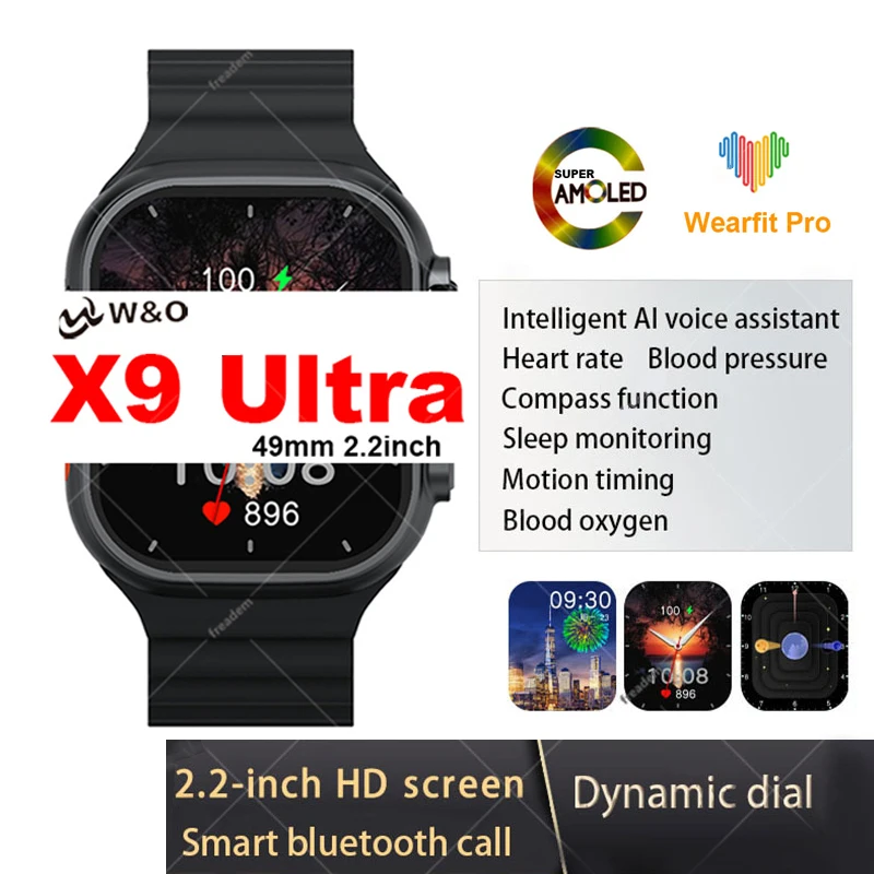 Amoled X9 Ultra Smart Watch Men Women 49mm NFC Compass Dynamic Dail Fitness Monitoring Sports Smart Watch PK HK8 Pro Max Ultra 
Amoled X9 Ultra Smart Watch Men Women 49mm NFC Compass Dynamic Dail Fitness Monitoring Sports Smart Watch PK HK8 Pro Max Ultra