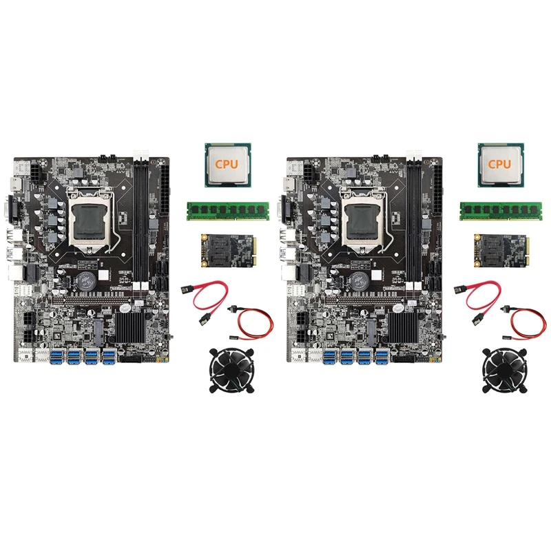 2X B75 BTC Mining Motherboard+CPU+Fan+DDR3 4GB 1600Mhz RAM+128G SSD+SATA Cable+Switch Cable LGA1155 8XPCIE To USB Board
2X B75 BTC Mining Motherboard+CPU+Fan+DDR3 4GB 1600Mhz RAM+128G SSD+SATA Cable+Switch Cable LGA1155 8XPCIE To USB Board