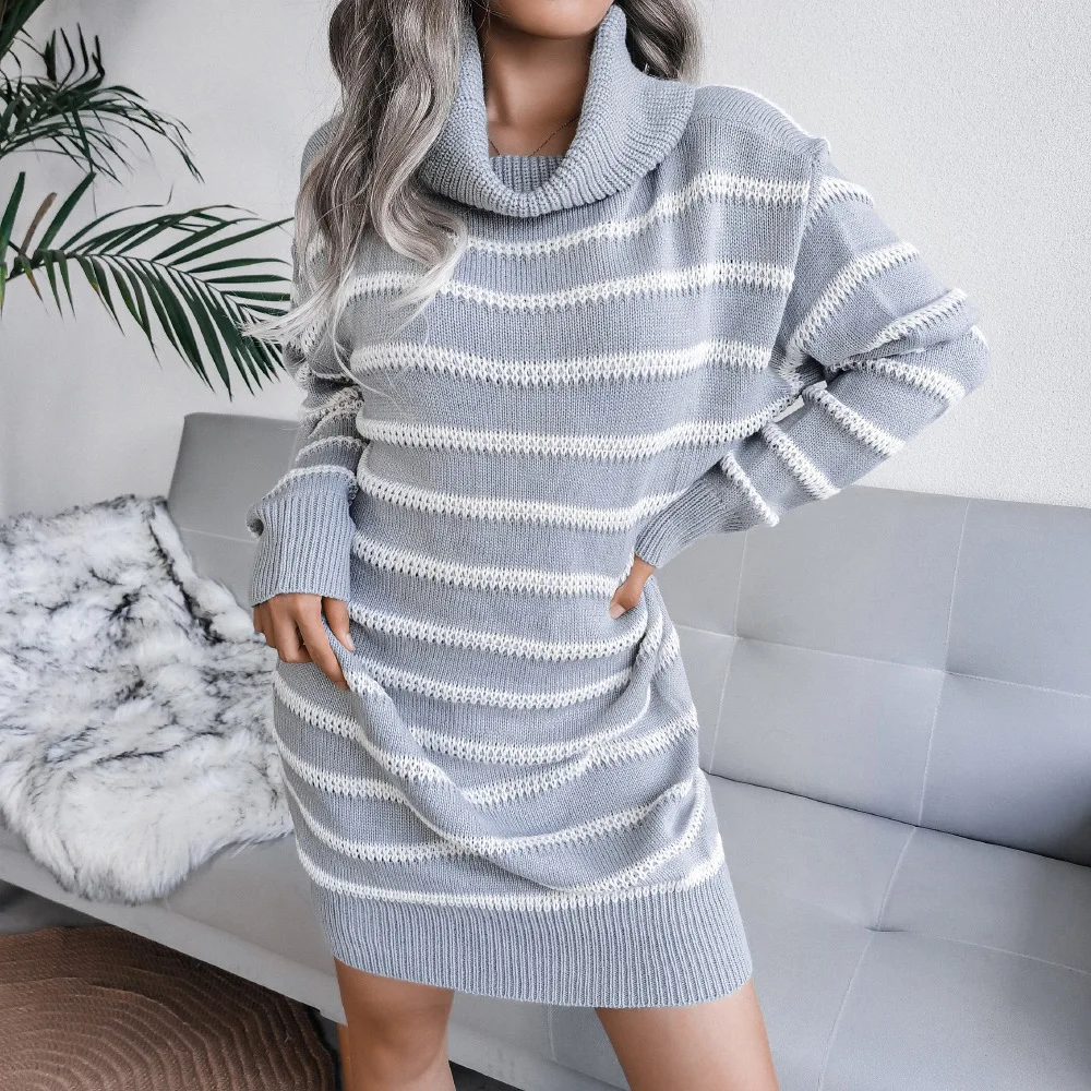 Autumn and Winter Women's Fashion High Neck Black and White Striped Knitted Sweater Casual Warm Sweater Dress Femme 2022 new
Autumn and Winter Women's Fashion High Neck Black and White Striped Knitted Sweater Casual Warm Sweater Dress Femme 2022 new
