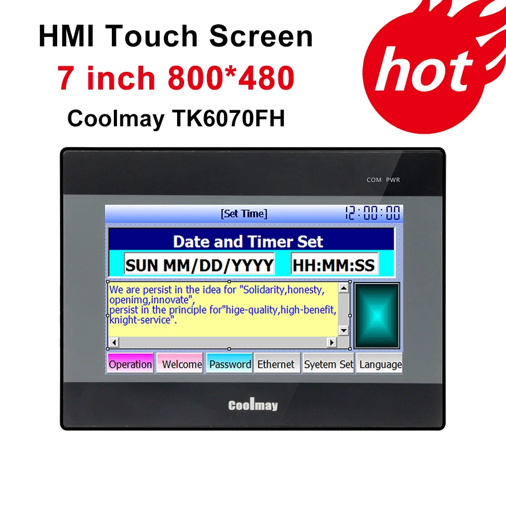 Coolmay TK6070FH HMI Touch Screen 7 inch 800*480 touch panel new Human Machine Interface 8 axis cnc hmi plc controller
Coolmay TK6070FH HMI Touch Screen 7 inch 800*480 touch panel new Human Machine Interface 8 axis cnc hmi plc controller