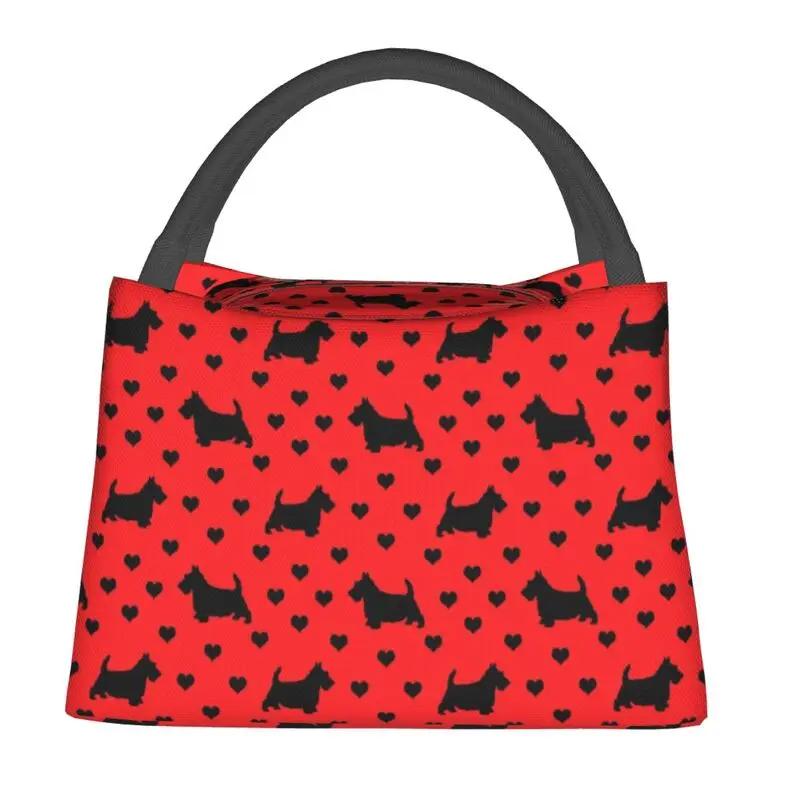 

Black Scottish West Highland Terrier Insulated Lunch Tote Bag for Scottie Dog Westie Portable Cooler Thermal Bento Box Travel