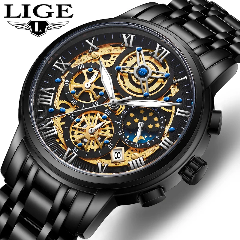 LIGE Mens Watch Top Brand Luxury Sports Quartz Watches Men Steel Waterproof Chronograph Black Wristwatch Men Relogio Masculino
LIGE Mens Watch Top Brand Luxury Sports Quartz Watches Men Steel Waterproof Chronograph Black Wristwatch Men Relogio Masculino