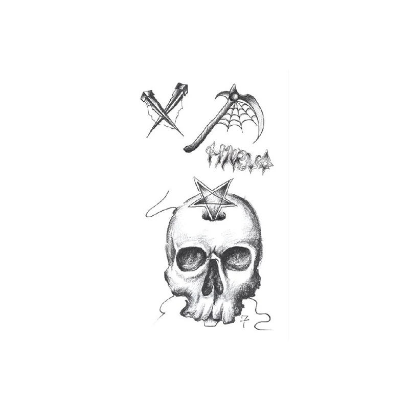 Waterproof Temporary Tattoo Sticker Awl Sickle English Tattoos Five-pointed Star Skull Body Art Chest Neck Fake Tatoo Women Men
Waterproof Temporary Tattoo Sticker Awl Sickle English Tattoos Five-pointed Star Skull Body Art Chest Neck Fake Tatoo Women Men