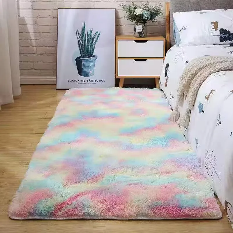 

Hairy Rainbow Rugs for Children Bedroom Soft Furry Carpets Living Room Kids Baby Room Nursery Playroom Cute Room Decor Area Rug