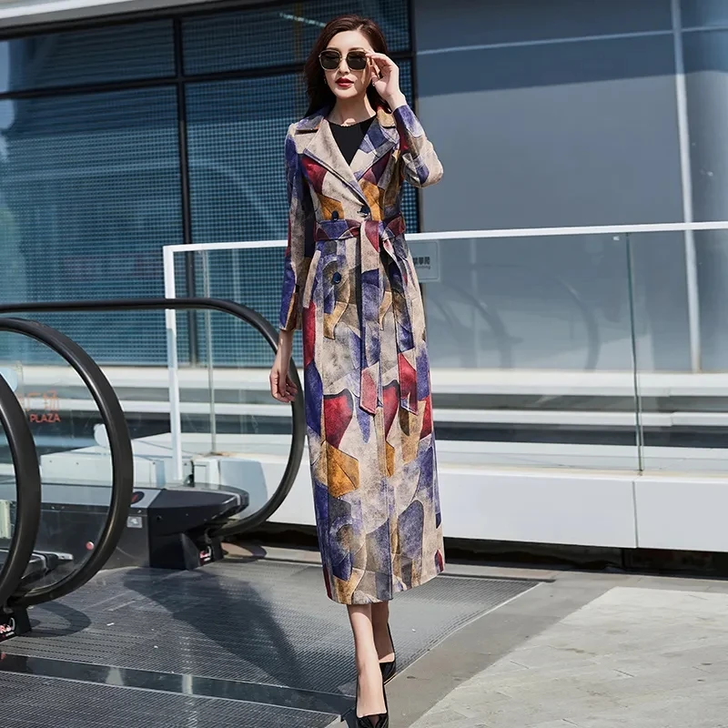 Korea Fashion Printing Windbreaker Jackes Women Spring Autumn Long Trench Coat Elegant Temperament Belt Slim Female Overcoat
Korea Fashion Printing Windbreaker Jackes Women Spring Autumn Long Trench Coat Elegant Temperament Belt Slim Female Overcoat