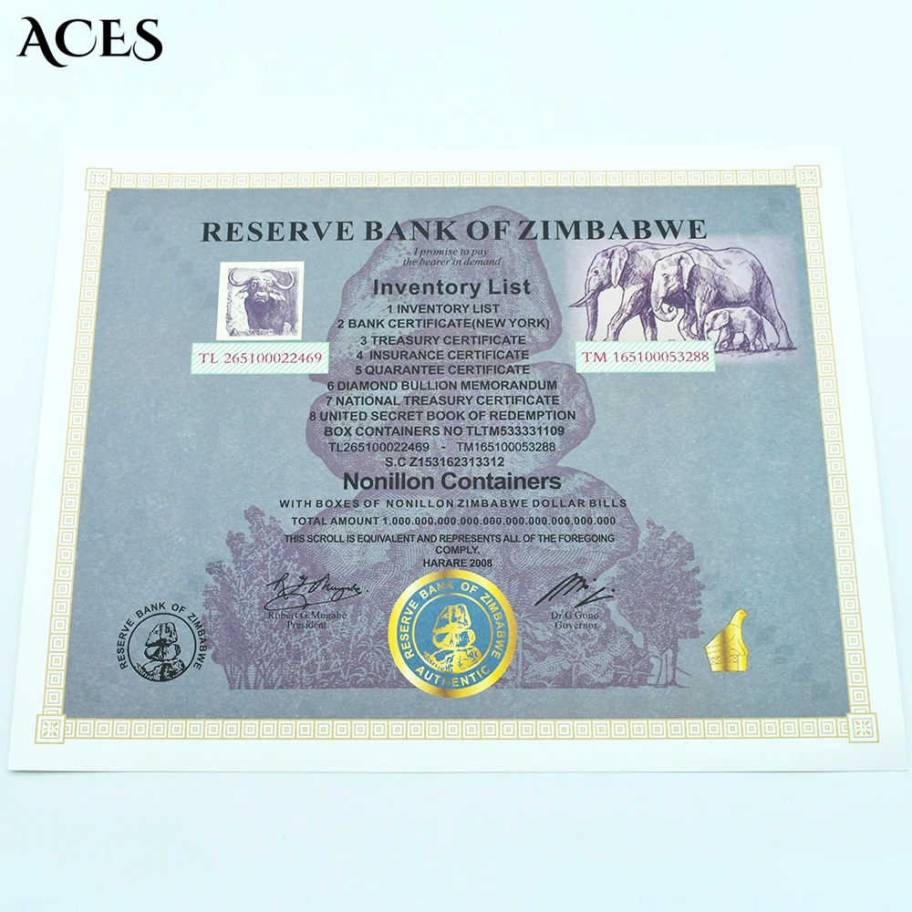 New Zimbabwe Notes Zimbabwe Coenyerfiet Money Special Collections Inventory List Nonillon Containers with Anti-counterfeiting
New Zimbabwe Notes Zimbabwe Coenyerfiet Money Special Collections Inventory List Nonillon Containers with Anti-counterfeiting