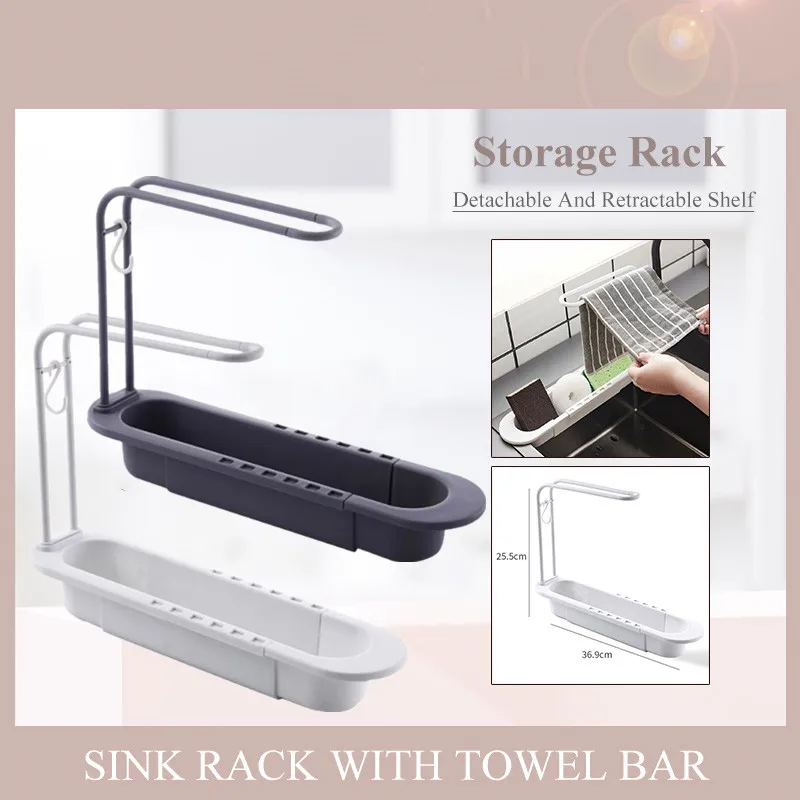 Kitchen Telescopic Sink Shelf Drainer Rack Storage Basket Soap Sponge Storage Towel Rack Rag Towel Bar Household Accessories
Kitchen Telescopic Sink Shelf Drainer Rack Storage Basket Soap Sponge Storage Towel Rack Rag Towel Bar Household Accessories