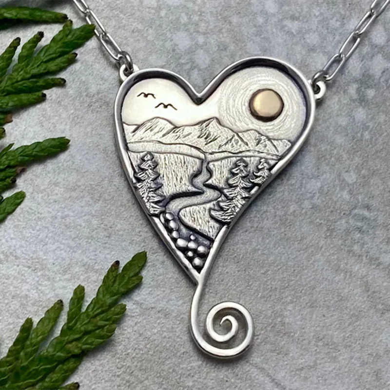 Retro Art Mountain and River Sun Exquisite Pendant Vintage Refined Necklace for Woman Charm Party Jewelry Accessories Gift
Retro Art Mountain and River Sun Exquisite Pendant Vintage Refined Necklace for Woman Charm Party Jewelry Accessories Gift
