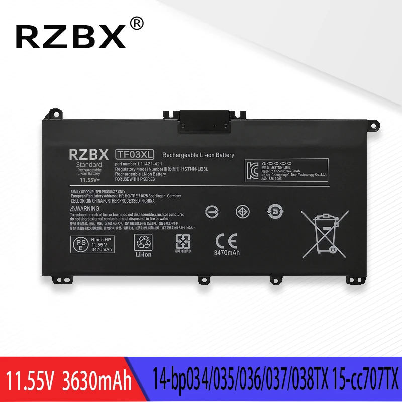 RZBX Laptop Battery For HP 14-bf043TX bf044TX bf045TX bf046TX bf047TX bf048TX bp038TX 15-cc708TX cc733TX CK025TX CK026TX CK030TX
RZBX Laptop Battery For HP 14-bf043TX bf044TX bf045TX bf046TX bf047TX bf048TX bp038TX 15-cc708TX cc733TX CK025TX CK026TX CK030TX