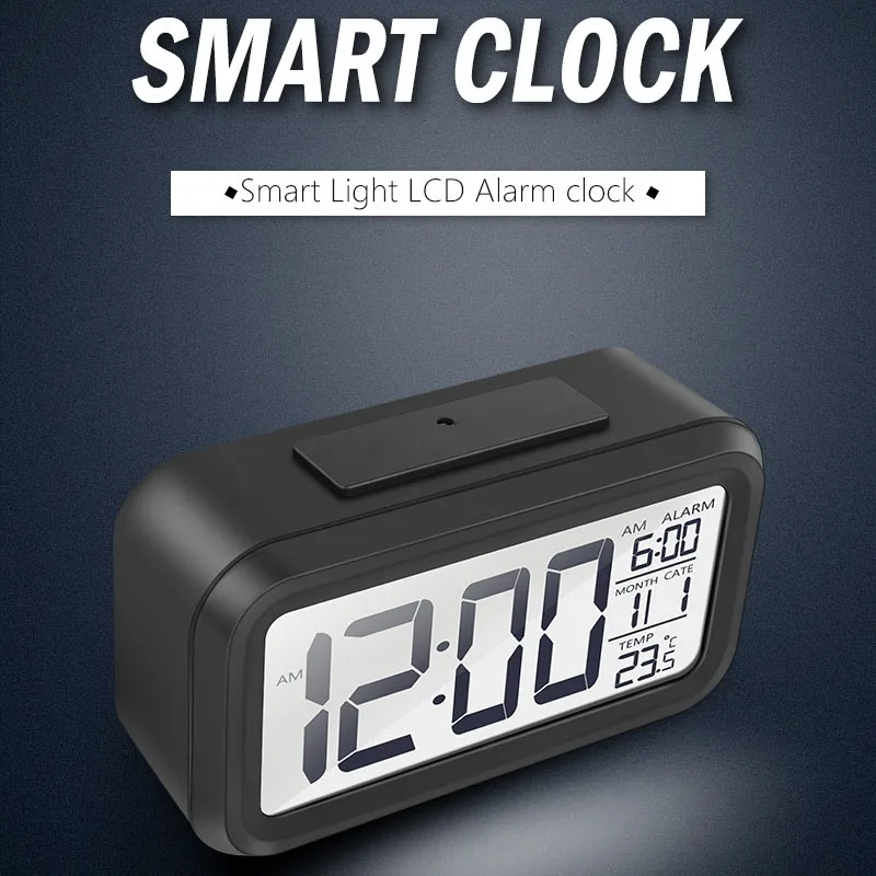 

LED Digital Alarm Clock Backlight Snooze Mute Calendar Desktop Electronic Bcaklight Table Clocks Desktop Clock Battery