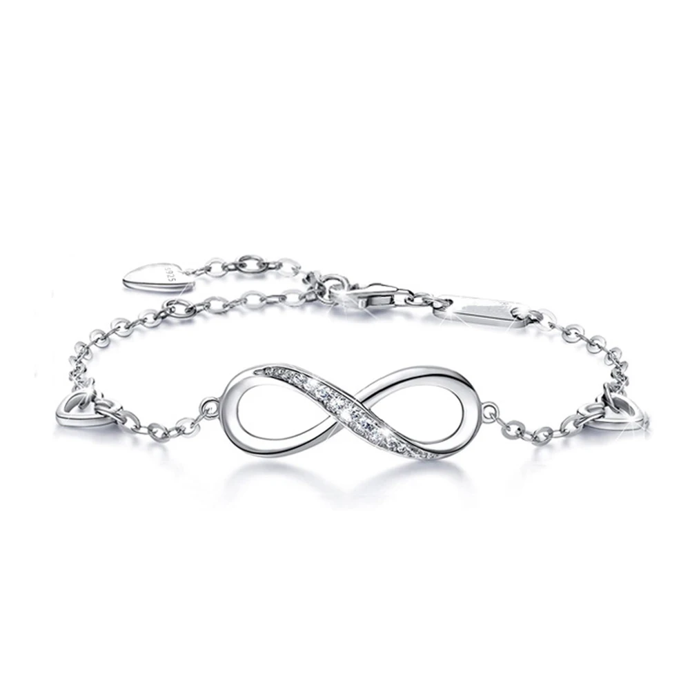925 Sterling Silver Infinity Bracelet Women Inspirational Ankle Bracelet with Extender
925 Sterling Silver Infinity Bracelet Women Inspirational Ankle Bracelet with Extender