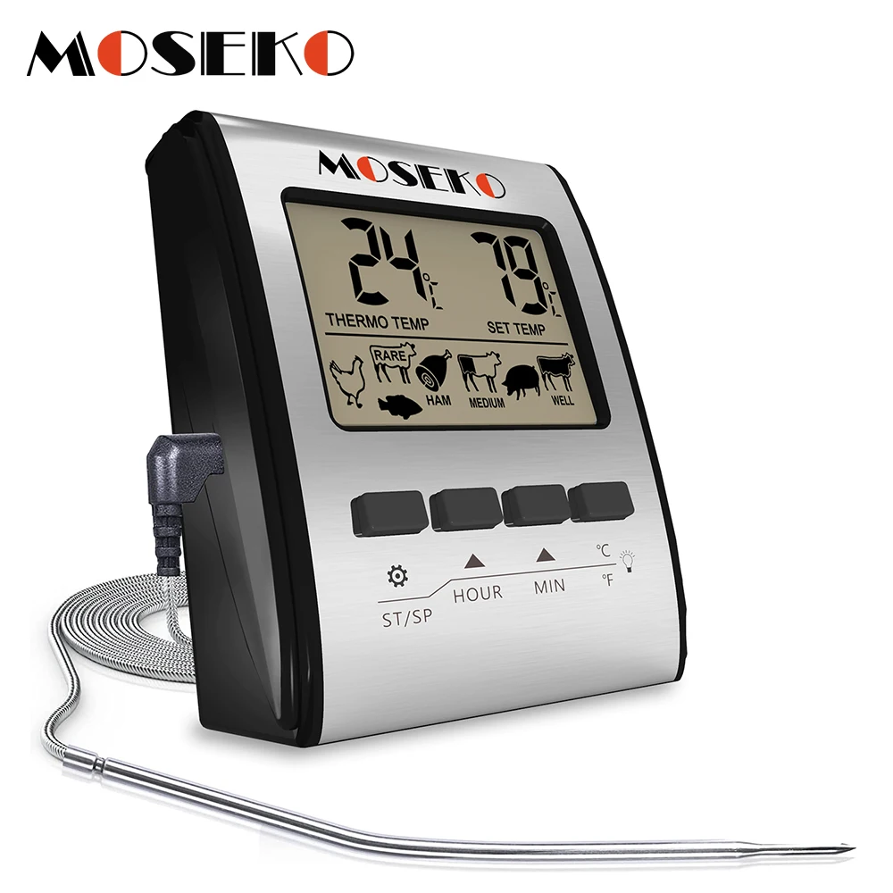 MOSEKO TP401 Digital Meat Thermometer BBQ Kitchen Cooking Thermometer With Probe Sensor Timer Backlight Grill Oven Thermometer
MOSEKO TP401 Digital Meat Thermometer BBQ Kitchen Cooking Thermometer With Probe Sensor Timer Backlight Grill Oven Thermometer